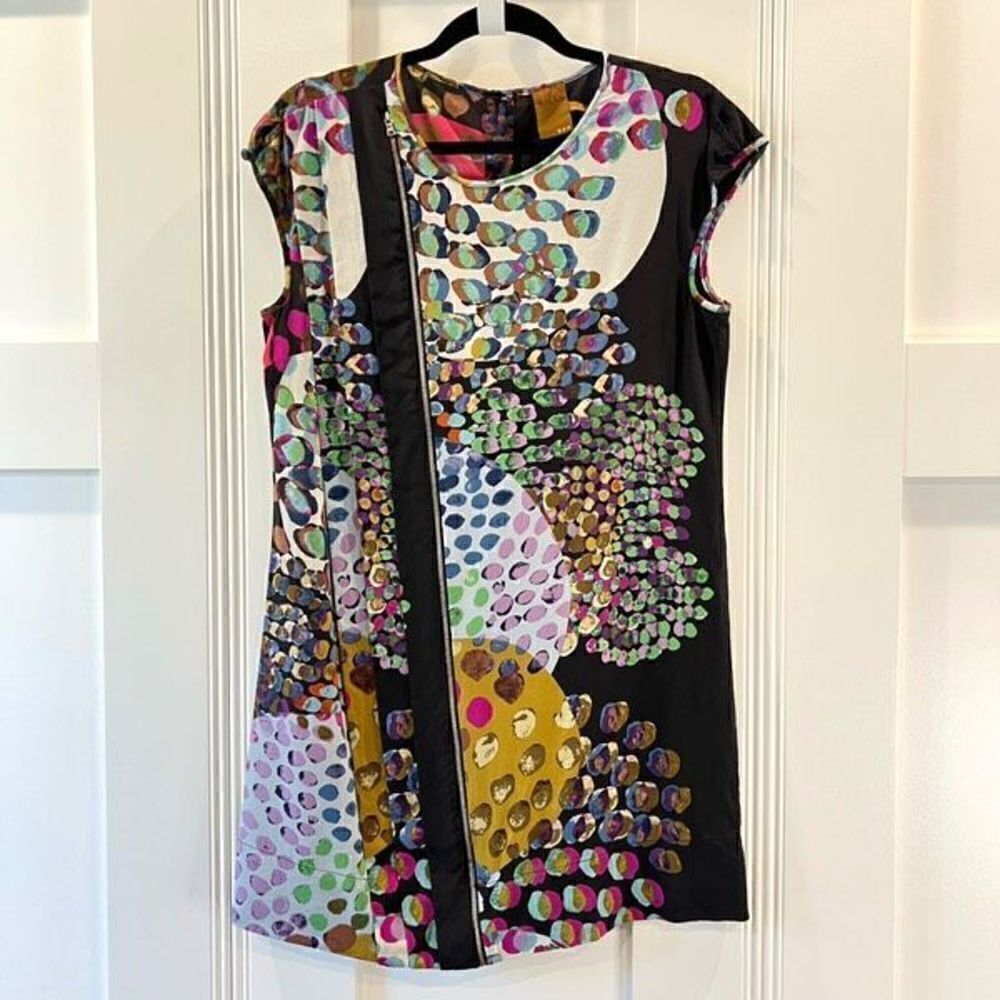 Anthropologie Ali Ro Women’s 4 100% Silk Multi Fabric Print Mini Dress Abstract